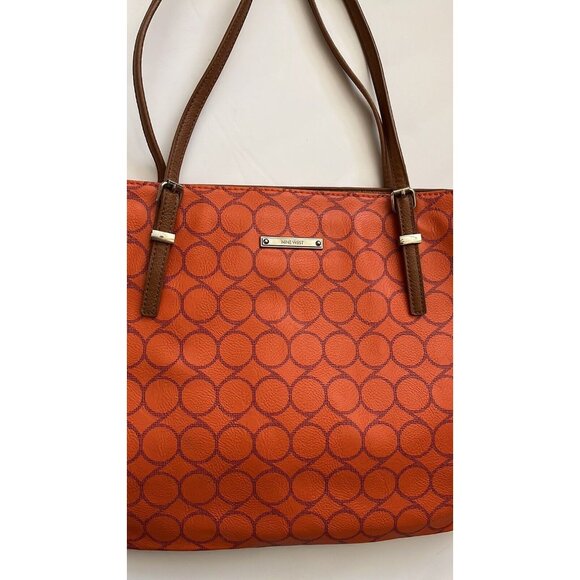 Nine west orange handbag tote beach baglarge multipurpose - Picture 2 of 11
